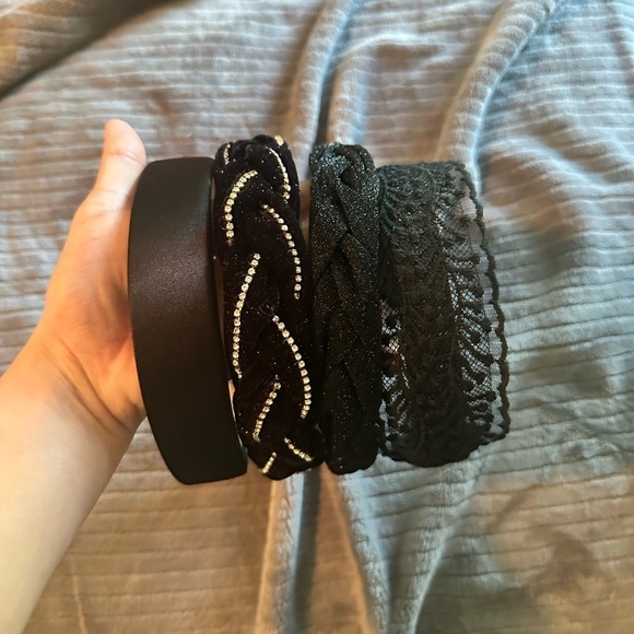 None Accessories - SET OF 4 NEW BLACK HEADBANDS